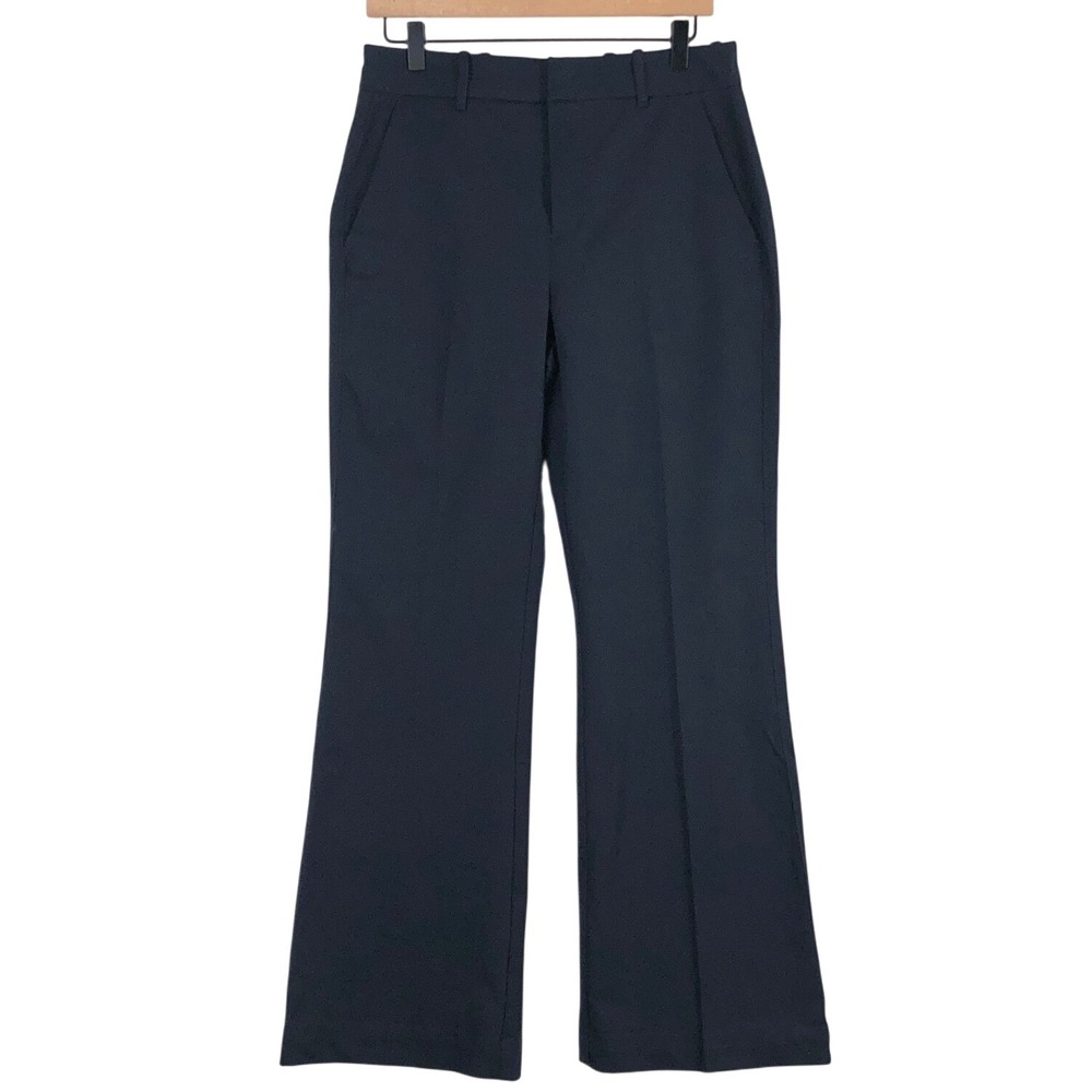 EVERLANE Stretch Cotton Trousers Women's Sz 8 Navy Blue Wide Leg